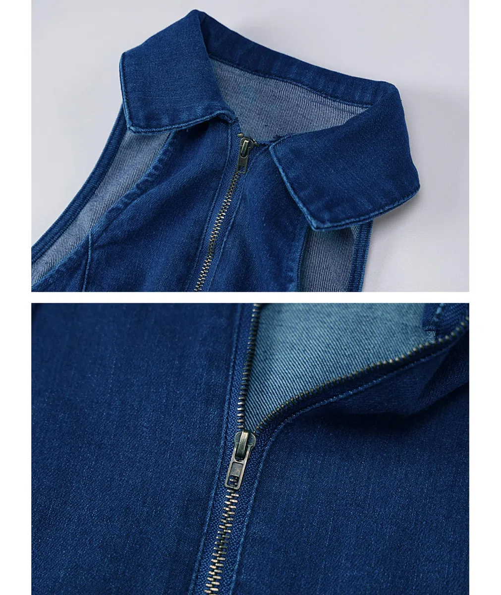 Seksowny kombinezon damski, bez rękawów, do klubu nocnego, denim, jednoczęściowy, rozciągliwy śpioszek z kieszenią (BE, XL), niebieski-2, XL