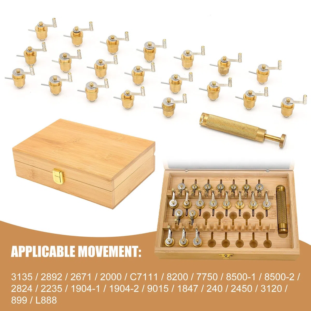 Zestaw nawijaczy Coppery Watch Mainspring zawiera drążek zegarowy + 20 różnych specyfikacji nawijacza sprężyny głównej, dla zegarmistrzów i amatorów, akcesoria do narzędzi naprawczych do zegarków