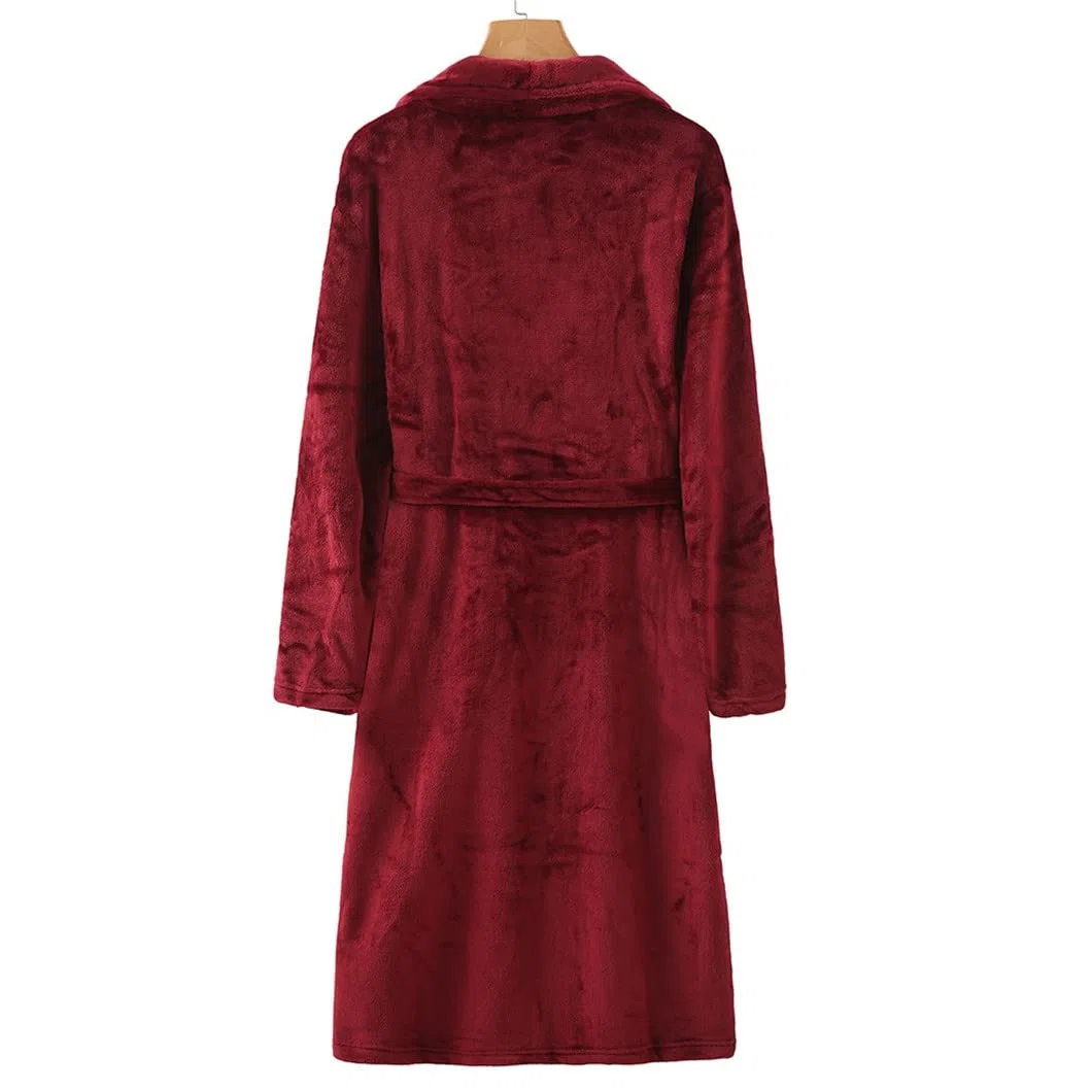 keusyoi Damski zimowy flanelowy szlafrok kimono szlafrok pogrubiony polar koszula nocna z kieszeniami długa bielizna nocna męska bielizna nocna odzież domowa