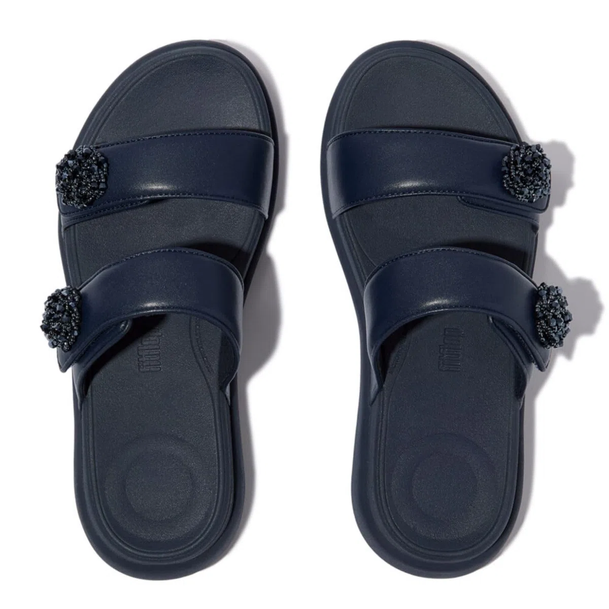 Fitflop Kobiety F-mode Go Beadie-button Adj. Flatform 2-bar SlidesSandał