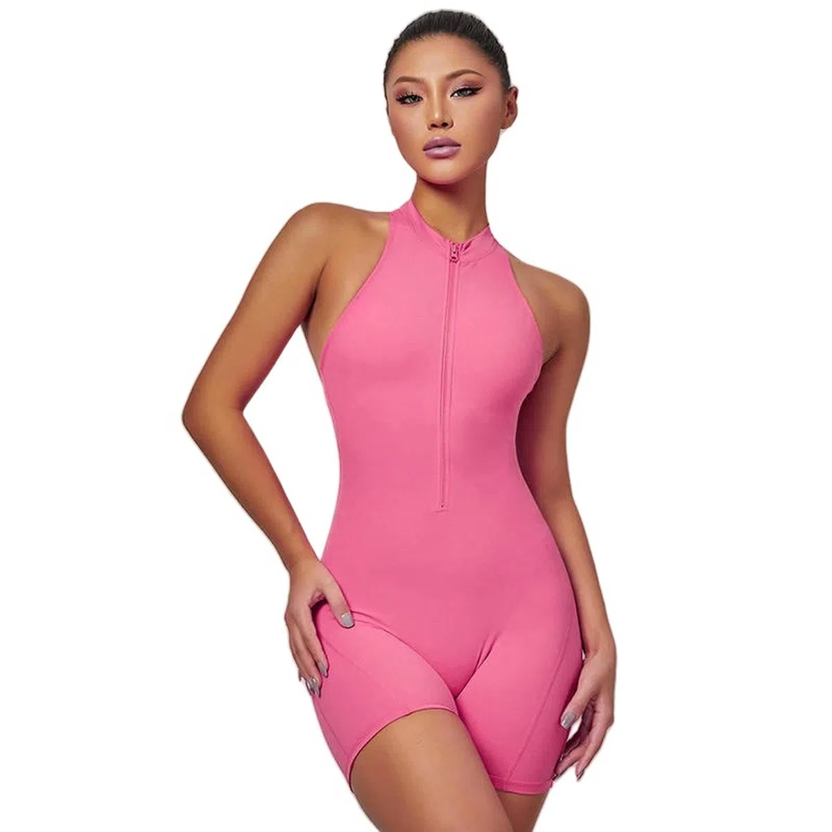 bielizna modelująca zamek błyskawiczny damski dres podkładka do jogi zestaw jednoczęściowy trening Scrunch legginsy pajacyki sportowe body do ćwiczeń