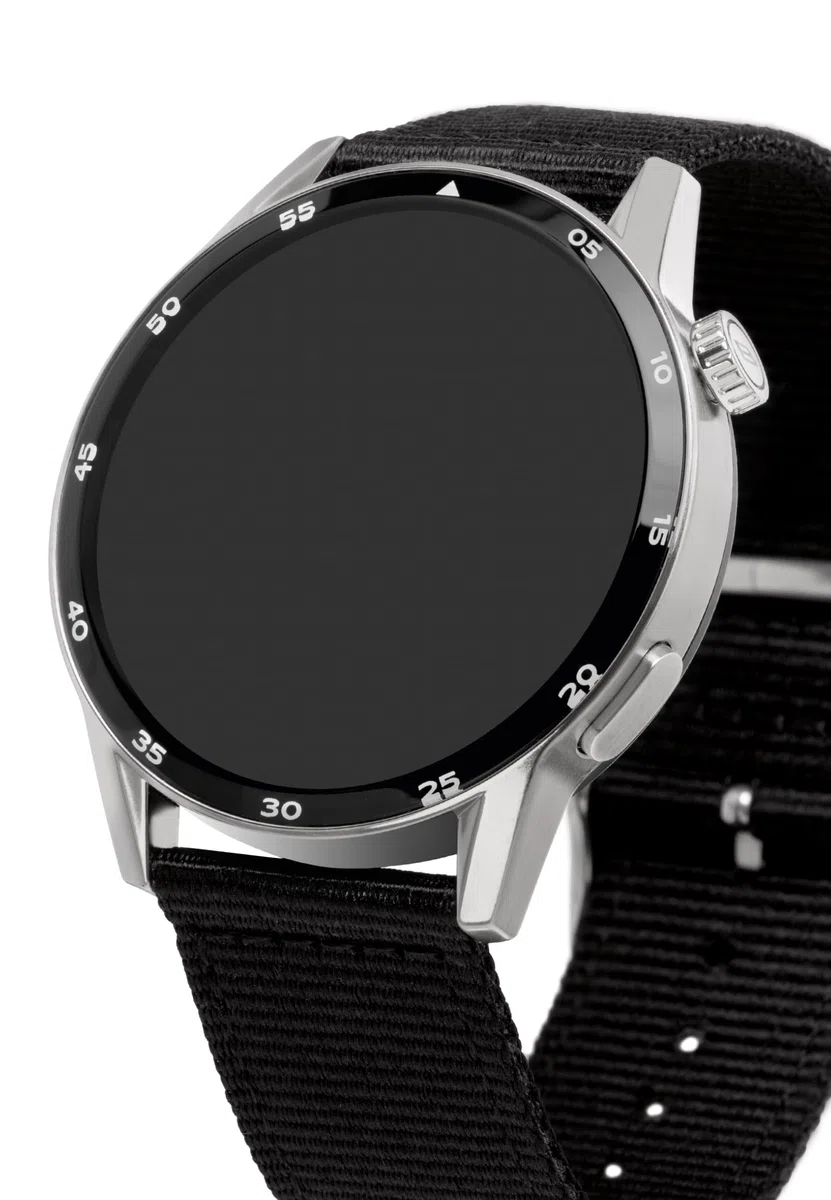 Breil TW2095 MĘSKI BC-2 Tarcza MONO-KOLOROWA CZARNY mechanizm SMARTWATCH SMARTWATCH i silikonowy pasek z NIEBIESKĄ TKANINĄ, CZARNY