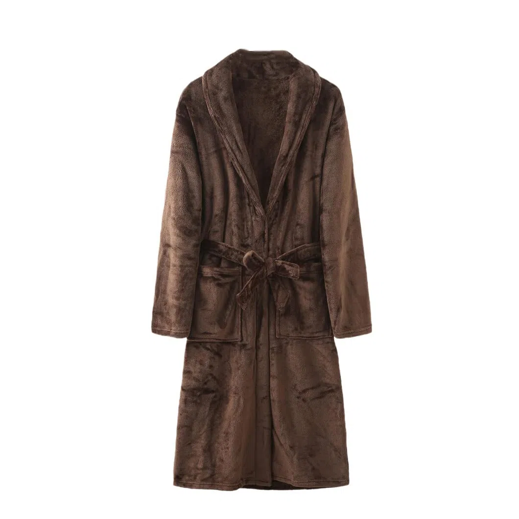 keusyoi Damski zimowy flanelowy szlafrok kimono szlafrok pogrubiony polar koszula nocna z kieszeniami długa bielizna nocna męska bielizna nocna odzież domowa