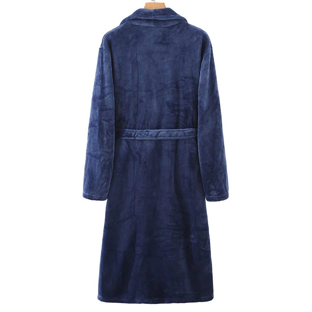 keusyoi Damski zimowy flanelowy szlafrok kimono szlafrok pogrubiony polar koszula nocna z kieszeniami długa bielizna nocna męska bielizna nocna odzież domowa